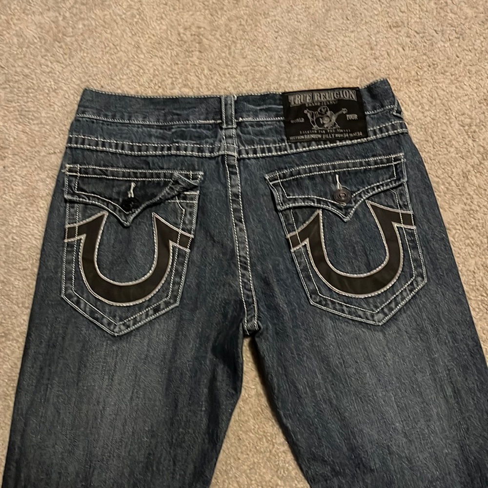 TRUE RELIGION RAINBOW BILLY FLAP POCKET Men’s Denim Blue Jeans Size 34